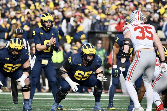 Karsen Barnhart (52), J.J. McCarthy (9), Zak Zinter (65), and Donovan Edwards (7)