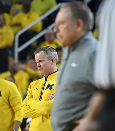 Dusty May and Michigan State Head Coach Tom Izzo