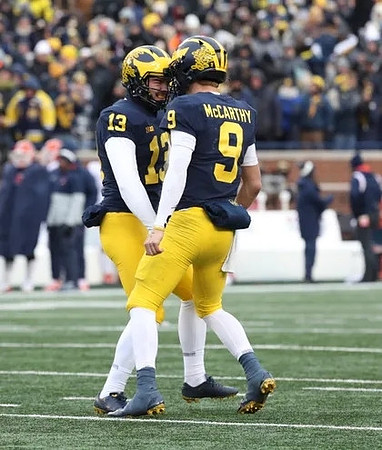 Jake Moody (13) and J.J. McCarthy (9)