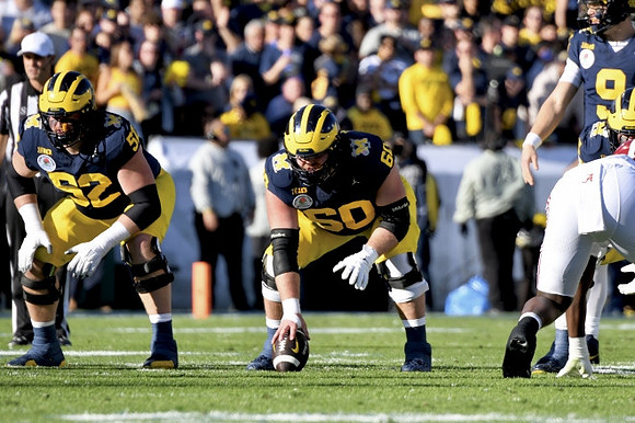 Karsen Barnhart (52), Drake Nugent (60), and J.J. McCarthy (9)