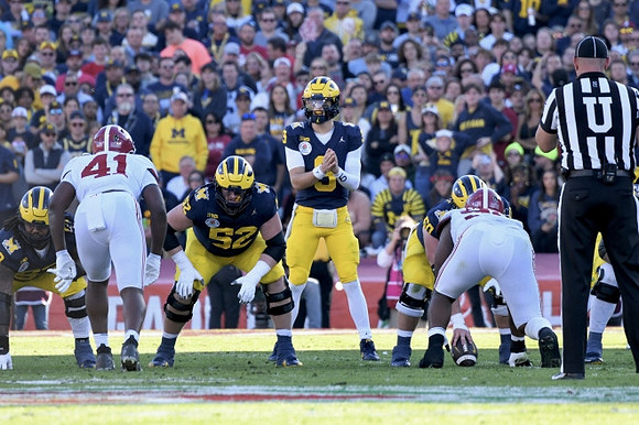 Karsen Barnhart (52), J.J. McCarthy (9), and Drake Nugent (60)