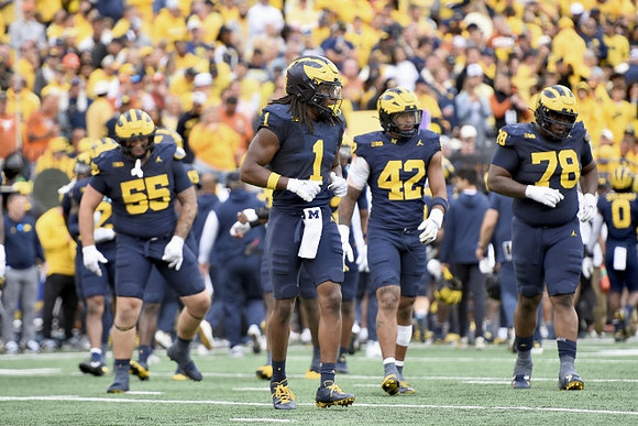 Mason Graham (55), Jaishawn Barham (1), TJ Guy (42), and Kenneth Grant (78)