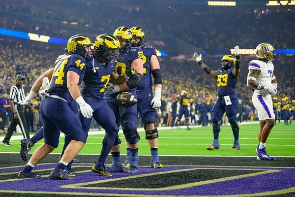 Max Bredeson (44), Donovan Edwards (7), Drake Nugent (60), Karsen Barnhart (52), and Trente Jones (53)