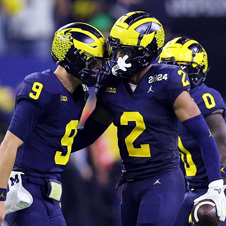 J.J. McCarthy (9), Will Johnson (2), and Mike Sainristil (0)
