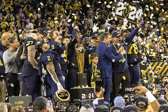Jack Harbaugh, Michigan Team, and National Championship Trophy