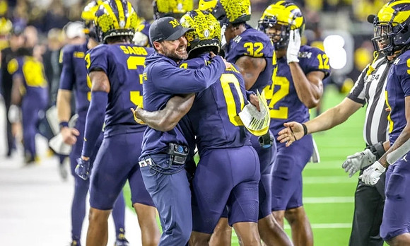 Keon Sabb (3), Jesse Minter, Mike Sainristil (0), Jaylen Harrell (32), Josh Wallace (12), and Rod Moore (9)