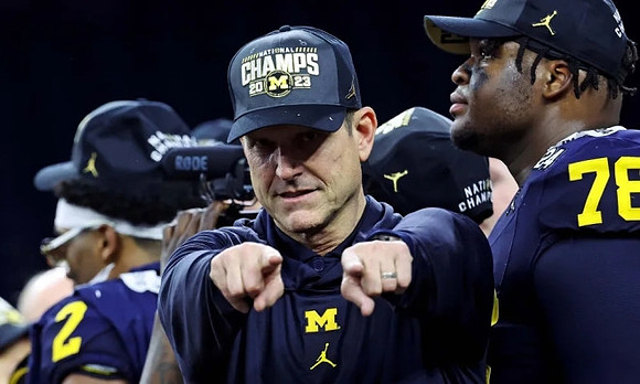 Will Johnson (2), Jim Harbaugh, and Kenneth Grant (78)