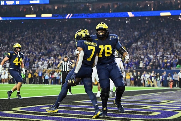 Max Bredeson (44), Donovan Edwards (7), and Myles Hinton (78)