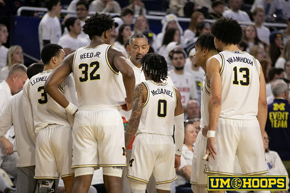 Jaelin Llewellyn (3), Tarris Reed Jr. (32), Juwan Howard, Dug McDaniel (0), Olivier Nkamhoua (13), and Terrance Williams II (5)