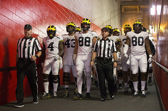 De'Veon Smith (4), Chris Wormley (43), Jake Butt (88), and Khalid Hill (80)