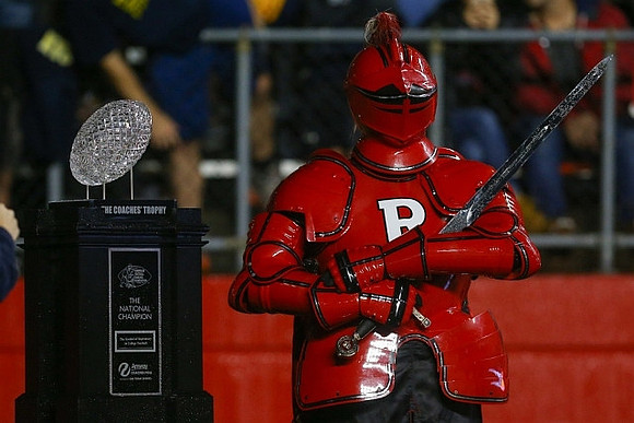 Rutgers Mascot and Coaches Trophy