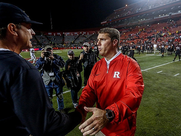 Jim Harbaugh and Rutgers Head Coach Chris Ash