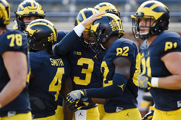 Erik Magnuson (78), De'Veon Smith (4), Wilton Speight (3), Amara Darboh (82), and Michael Jocz (81)