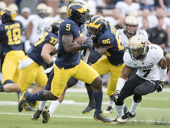 AJ Pearson (18), Bobby Henderson (37), Jabrill Peppers (5), and Jehu Chesson (86)