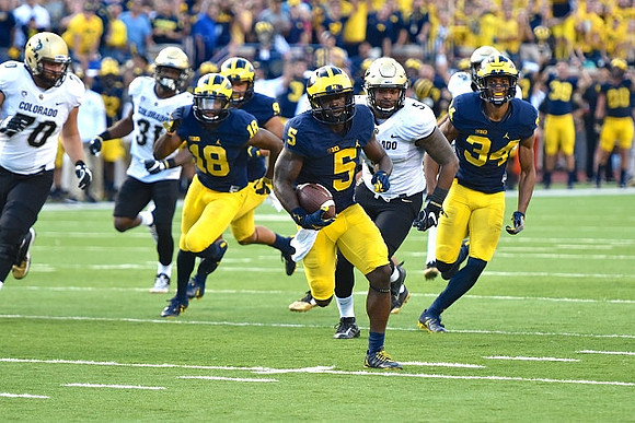AJ Pearson (18), Grant Perry (9), Jabrill Peppers (5), and Jeremy Clark (34)