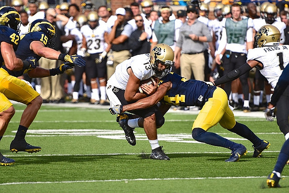 Ben Gedeon (42), Chase Winovich (15), and Chris Wormley (43)