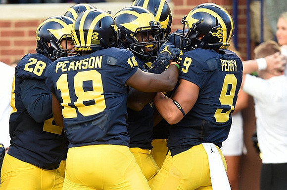 Brandon Watson (28), AJ Pearson (18), Jabrill Peppers (5), and Grant Perry (9)
