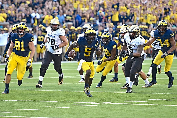 Michael Jocz (81), Jabrill Peppers (5), AJ Pearson (18), and Jeremy Clark (34)