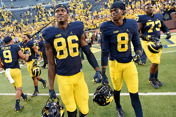 Grant Perry (9), Tyree Kinnel (23), Jehu Chesson (86), Channing Stribling (8), and Maurice Hurst (73)
