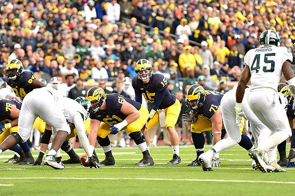 Erik Magnuson (78), Graham Glasgow (61), Jake Rudock (15), and Ben Braden (71)