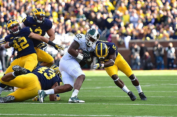 Ben Gedeon (42), Chris Wormley (43), Desmond Morgan (3), and Jabrill Peppers (5)