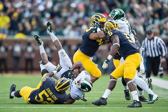 Royce Jenkins-Stone (52), Chris Wormley (43), and Jabrill Peppers (5)