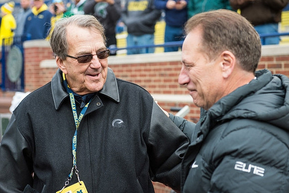 Lloyd Carr and Michigan State Basketball Coach Tom Izzo