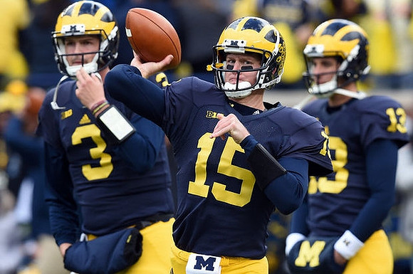 Wilton Speight (3), Jake Rudock (15), and Matt Thompson (13)
