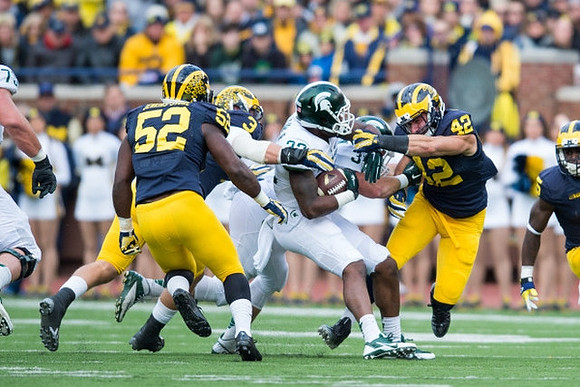 Royce Jenkins-Stone (52), Desmond Morgan (3), Ben Gedeon (42), and Jabrill Peppers (5)