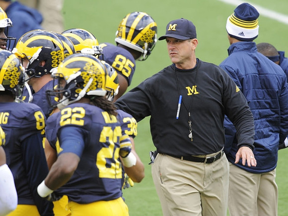 Channing Stribling (8), Jarrod Wilson (22), Maurice Ways (85), and Jim Harbaugh