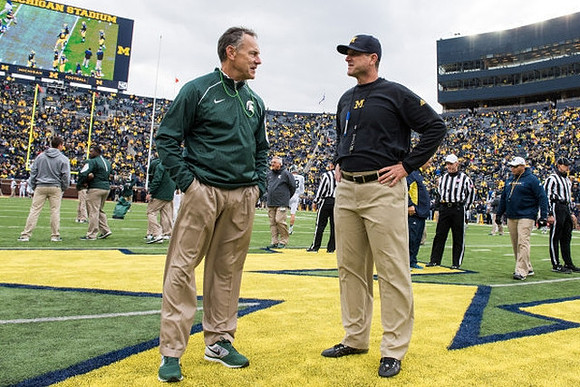 Michigan State Head Coach Mark Dantonio and Jim Harbaugh