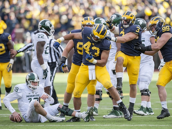 Chris Wormley (43), Ryan Glasgow (96), Desmond Morgan (3), and Matthew Godin (99)