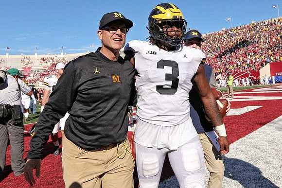 Jim Harbaugh and Rashan Gary (3)