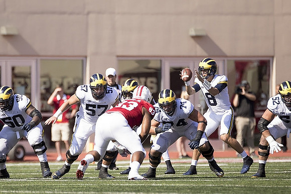 Michael Onwenu (50), Patrick Kugler (57), Ben Bredeson (74), John O'Korn (8), and Mason Cole (52)