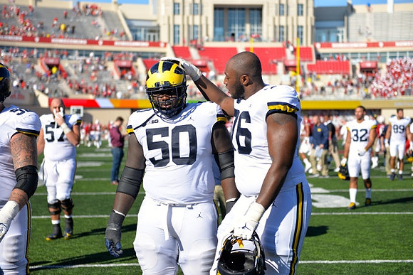 Mason Cole (52), Patrick Kugler (57), Michael Onwenu (50), Juwann Bushell-Beatty (76), Ty Isaac (32), and Ian Bunting (89)