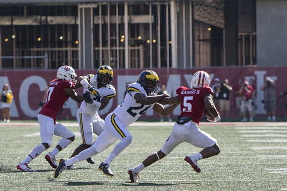Josh Metellus (14) and Lavert Hill (24)