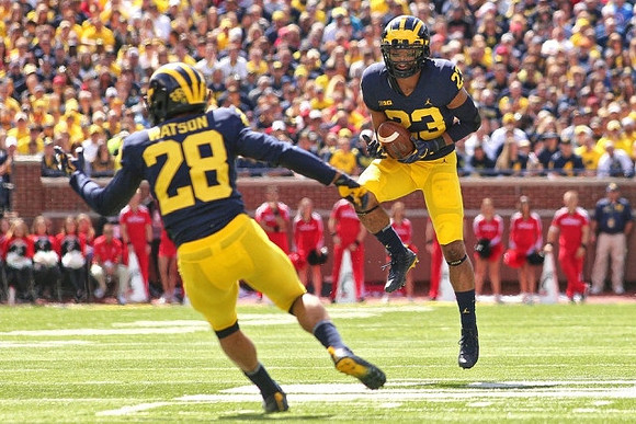 Brandon Watson (28) and Tyree Kinnel (23)