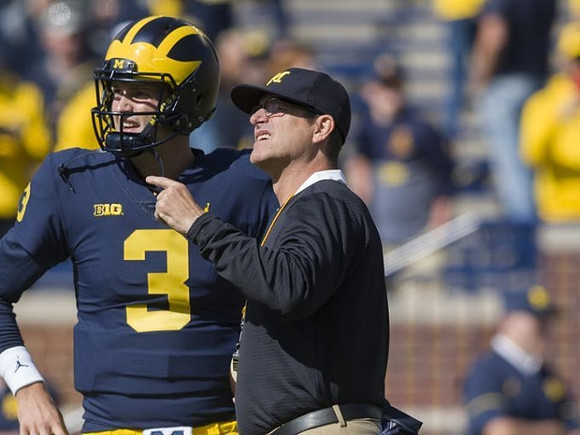 Wilton Speight (3) and Jim Harbaugh
