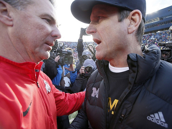 Ohio State Head Coach Urban Meyer and Jim Harbaugh