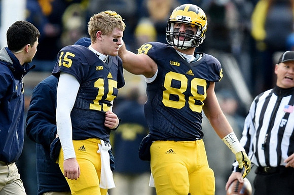 Jake Rudock (15) and Jake Butt (88)