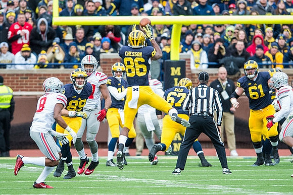 Ian Bunting (89), Jake Rudock (15), Jehu Chesson (86), Kyle Kalis (67), and Graham Glasgow (61)