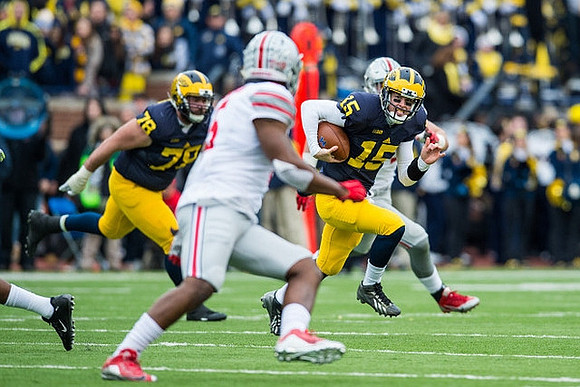 Erik Magnuson (78) and Jake Rudock (15)