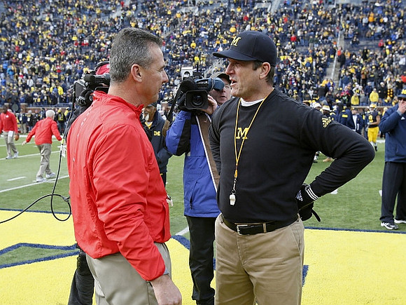 Ohio State Head Coach Urban Meyer and Jim Harbaugh