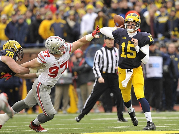 Erik Magnuson (78) and Jake Rudock (15)