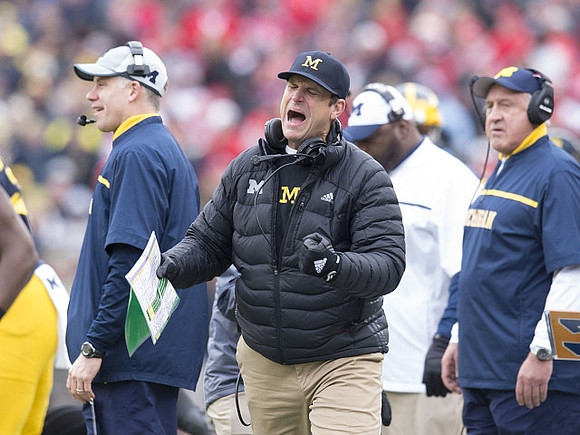 D.J. Durkin, Jim Harbaugh, and Greg Mattison