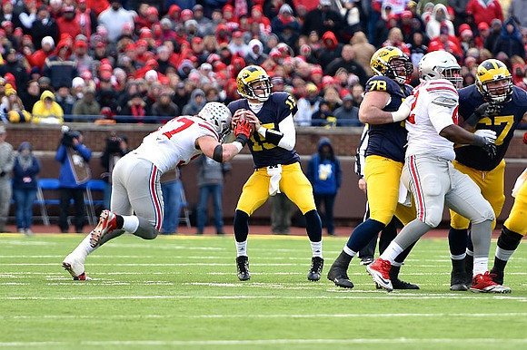 Jake Rudock (15), Erik Magnuson (78), and Kyle Kalis (67)