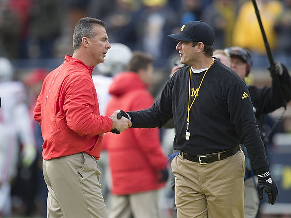 Ohio State Head Coach Urban Meyer and Jim Harbaugh