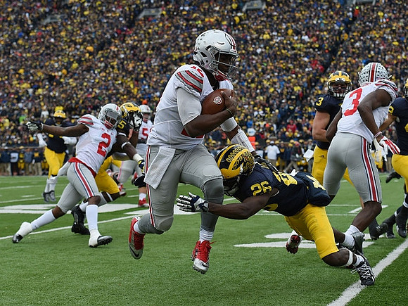 Jabrill Peppers (5), Jourdan Lewis (26), and Desmond Morgan (3)