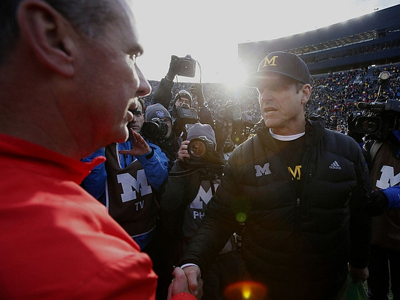 Ohio State Head Coach Urban Meyer and Jim Harbaugh