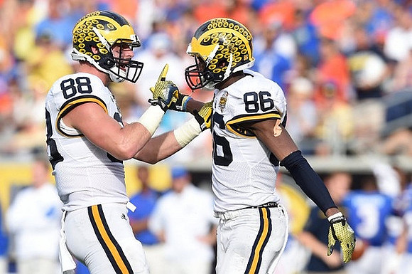 Jake Butt (88) and Jehu Chesson (86)